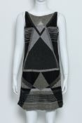 CHRISTIAN WIJNANTS - A BLACK AND SILVER GEOMETRIC BEADED DRESS