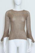 ISSEY MIYAKE - A KHAKI RIBBED LONG SLEEVE KNIT TOP