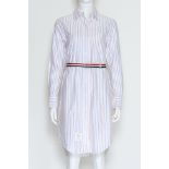 THOM BROWNE - A PINSTRIPED OXFORD SHIRT DRESS WITH BELT