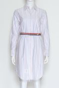 THOM BROWNE - A PINSTRIPED OXFORD SHIRT DRESS WITH BELT