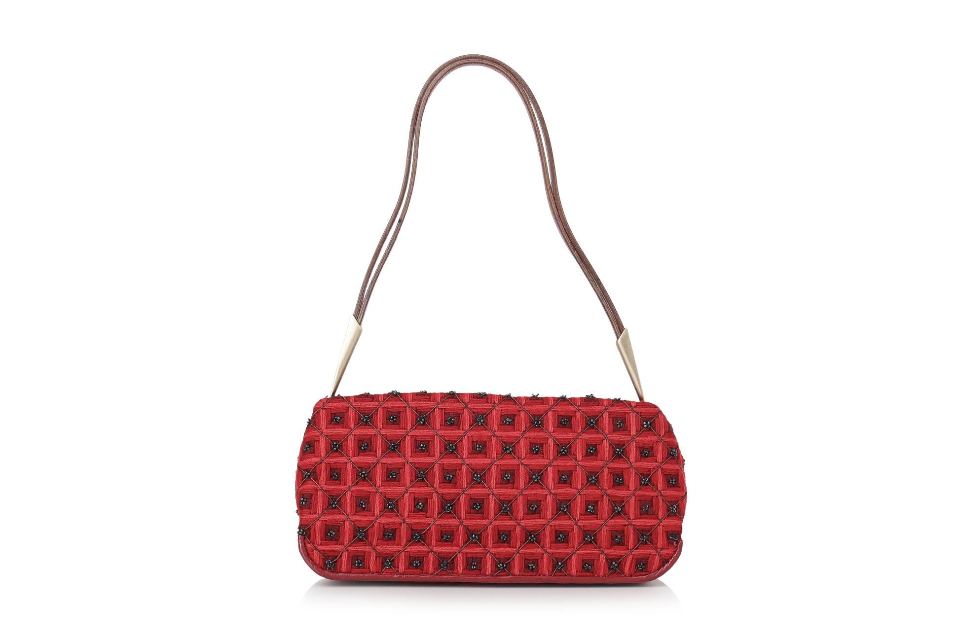 BOTTEGA VENETA - A RED BEADWORK EVENING BAG - Image 2 of 2