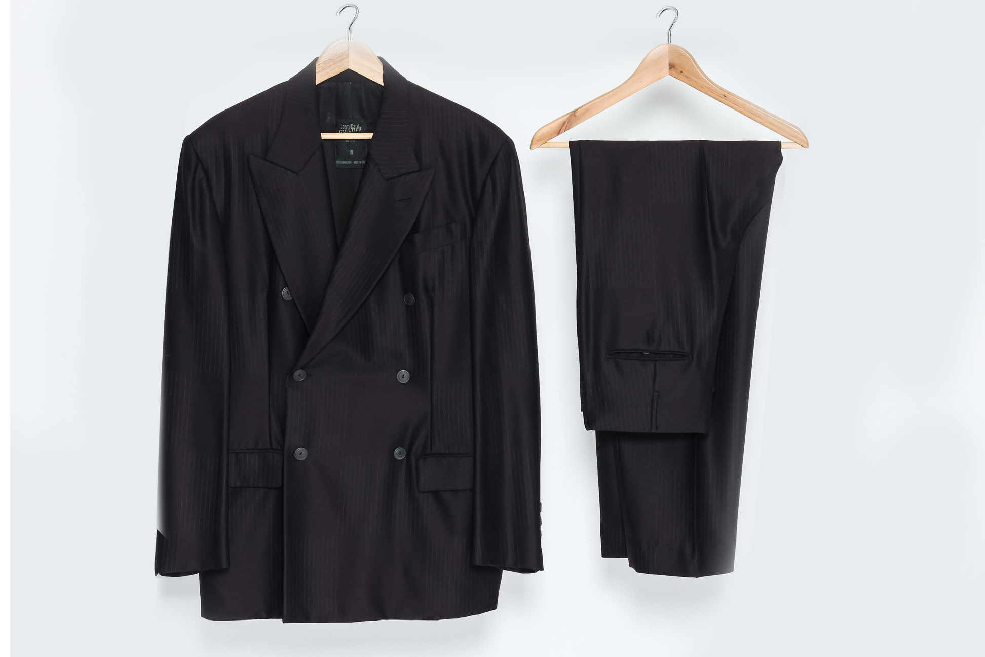 JEAN PAUL GAULTIER HOMME - A MEN'S PINSTRIPE SUIT, C. 1990S