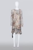 CHLOÉ - A LEOPARD PRINT DRESS WITH LACED AND TASSLE DETAIL, RESORT RTW 2016
