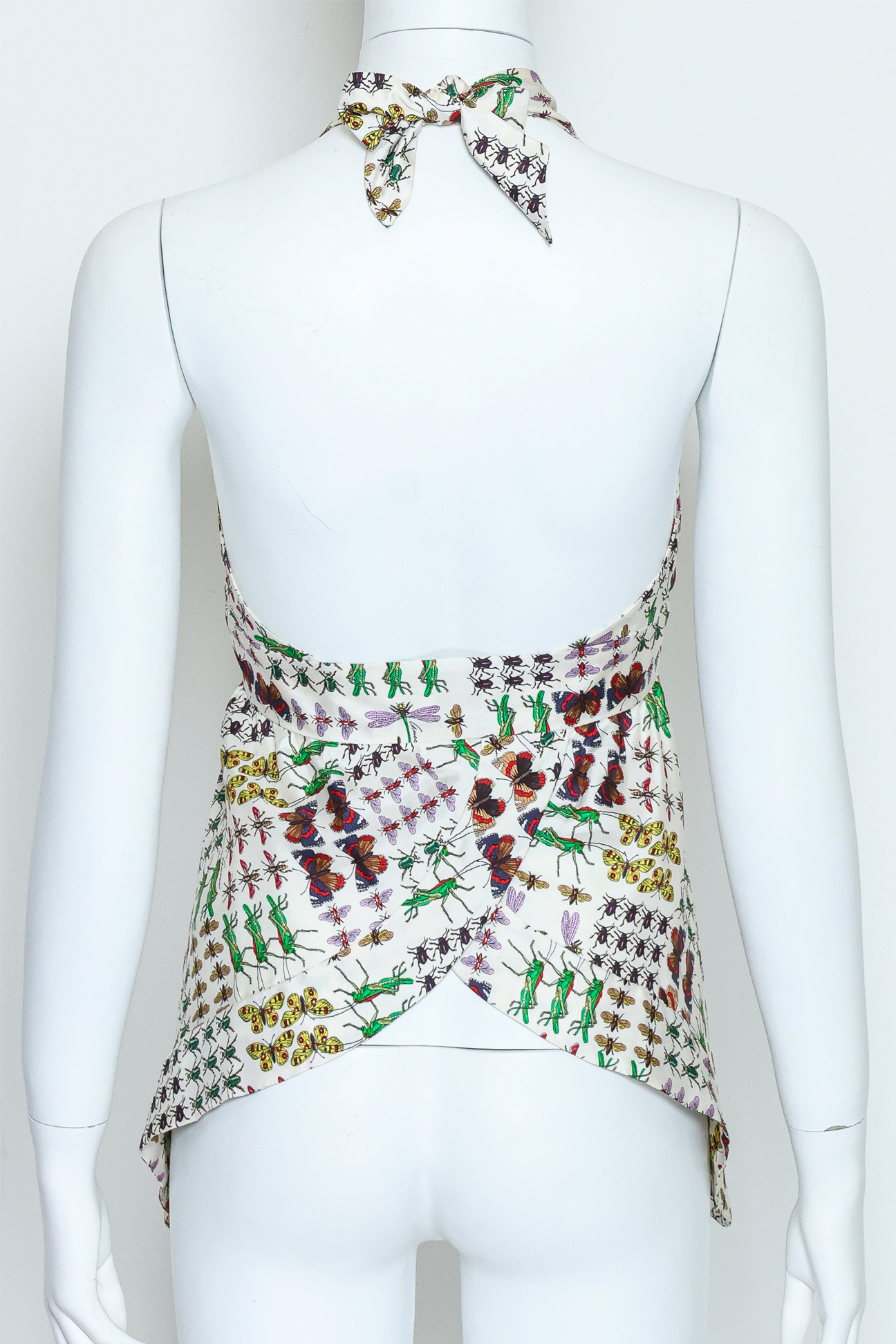 GUCCI - AN ALL OVER INSECT PRINT SILK HALTER TOP, 2005/6 - Image 2 of 2