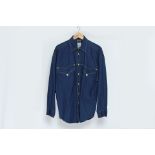 VERSACE JEANS SIGNATURE - A MEN'S DENIM SHIRT WITH MEDUSA BUTTONS, STUDS AND POCKET TIPS, C. 1990S