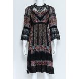 ETRO - A SILK AND LACE DRESS WITH PAISLEY PRINT