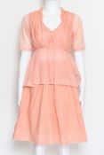 JIL SANDER - A PEACH COTTON BLOUSE AND SKIRT SET