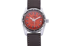 SORNA - A WORLD TIME DIVERS WRISTWATCH WITH ORANGE DIAL