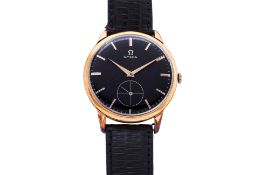 OMEGA - AN OVERSIZED GOLD-PLATED MANUAL-WIND WRISTWATCH