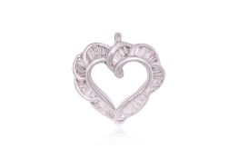 A DIAMOND 'OPEN HEART' PENDANT BROOCH