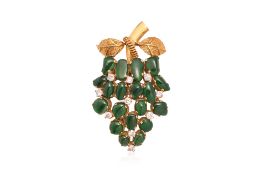 A JADE AND DIAMOND 'GRAPE' PENDANT