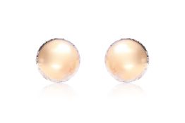 A PAIR OF TWO TONE TEXTURED 'BALL' EARRINGS