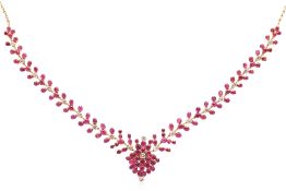 A RUBY AND DIAMOND NECKLACE