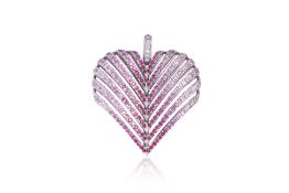 A PINK SAPPHIRE GRADIENT AND DIAMOND 'HEART' PENDANT