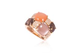 A MULTI GEM AND DIAMOND RING