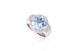 A BLUE TOPAZ RING