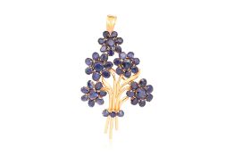 A SAPPHIRE 'FLOWER BOUQUET' DUAL USE PENDANT BROOCH
