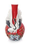 A LARGE FRANZ 'LONGEVITY CRANE' PORCELAIN VASE