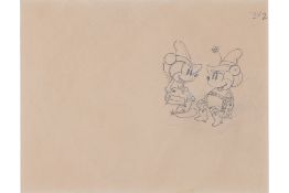 AN ORIGINAL PRODUCTION DRAWING OF MICKEY & MINNIE MOUSE FROM TWO-GUN MICKEY