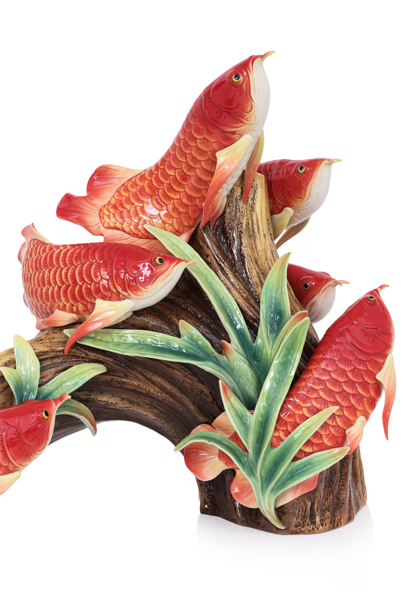 A LARGE FRANZ RED AROWANA PORCELAIN VASE - Image 2 of 6