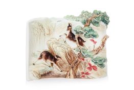 A LARGE FRANZ DEER IN LANDSCAPE PORCELAIN VASE