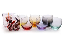 A GROUP OF MOSER AND CARLO MORETTI GLASS TUMBLERS