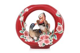 A LARGE FRANZ 'EVERLASTING LOVE OF MANDARIN DUCKS' PORCELAIN VASE