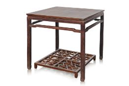 A CHINESE MING STYLE BLACKWOOD SQUARE TABLE