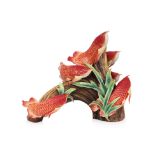 A LARGE FRANZ RED AROWANA PORCELAIN VASE