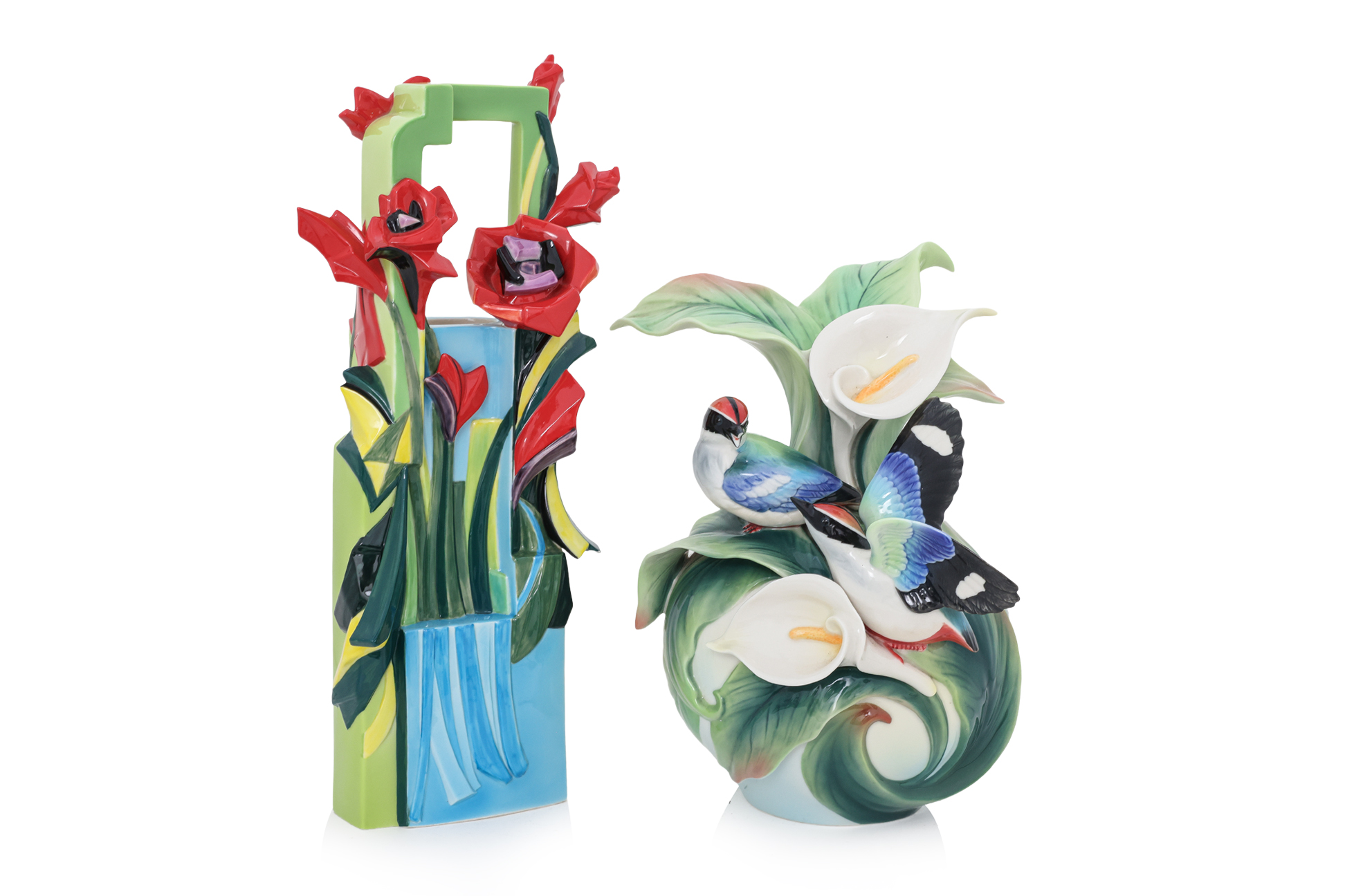 TWO FRANZ PORCELAIN VASES