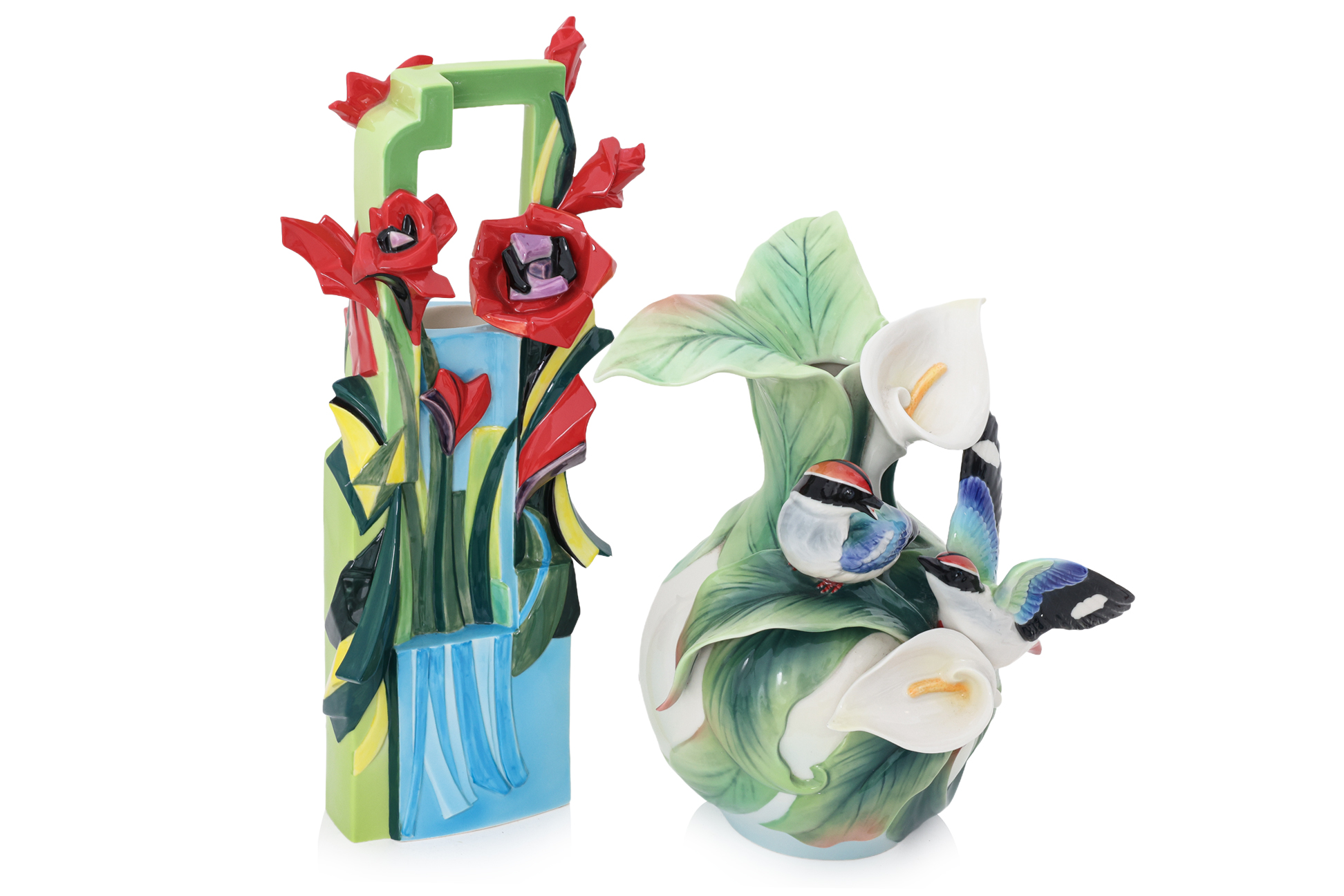 TWO FRANZ PORCELAIN VASES - Image 3 of 4