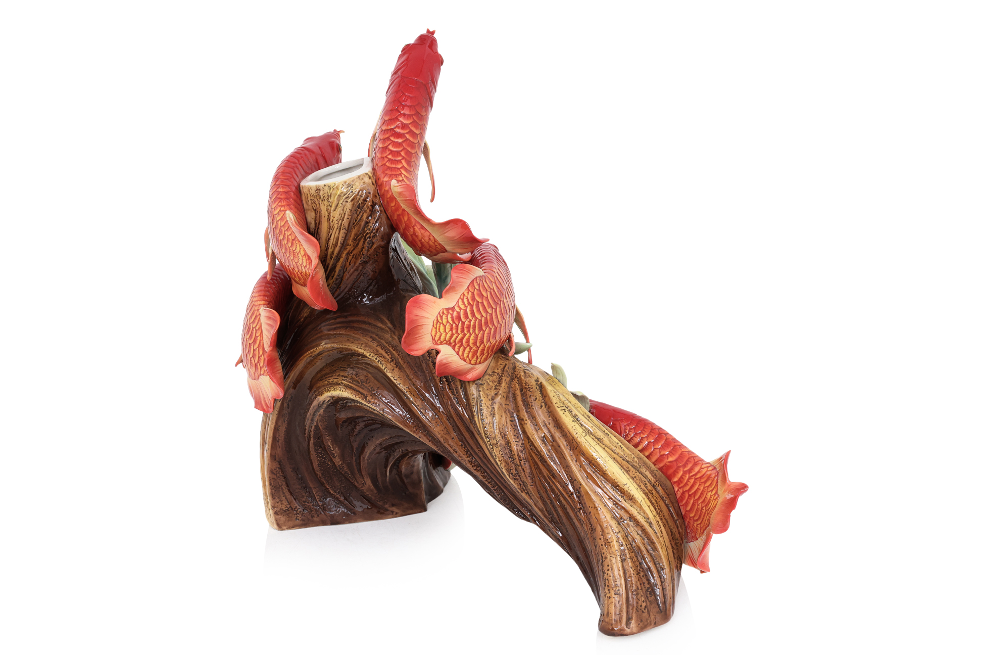 A LARGE FRANZ RED AROWANA PORCELAIN VASE - Image 6 of 6