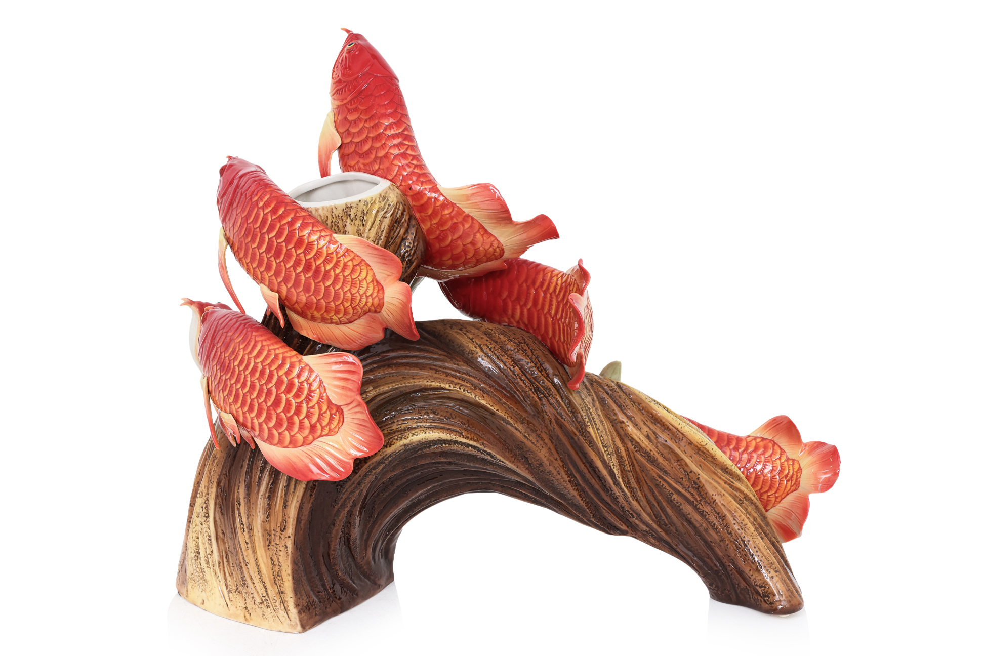 A LARGE FRANZ RED AROWANA PORCELAIN VASE - Image 5 of 6