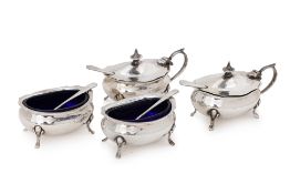 A SET OF FOUR ENGLISH STERLING SILVER CONDIMENTS
