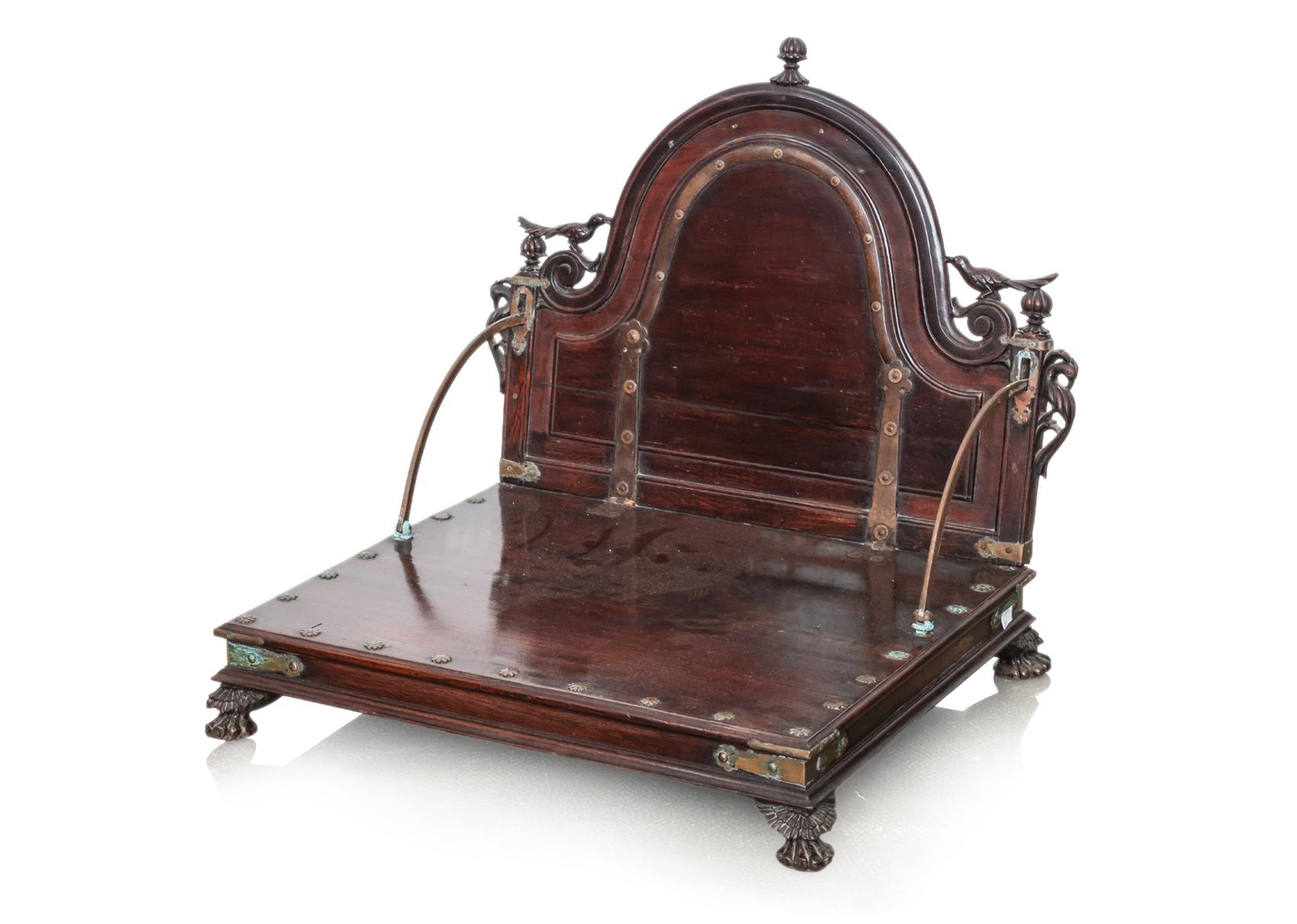 AN INDIAN TEAK TRAVELLING FOLDING CHAIR