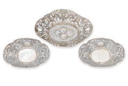 A GROUP OF THREE PIERCED SILVER DISHES