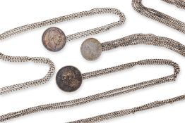 THREE PERANAKAN SILVER COIN BELTS