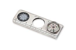 A NOVELTY TIFFANY & CO SILVER COMBINATION RULER, COMPASS, THERMOMETER AND MAGNIFYING GLASS