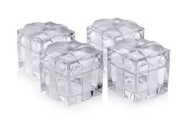 A SET OF FOUR TIFFANY & CO. CRYSTAL BOXES