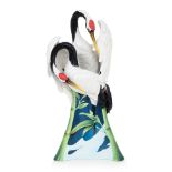 A LARGE FRANZ CRANE AND BAMBOO PORCElAIN VASE