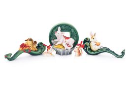 A GROUP OF FIVE FRANZ PORCELAIN MODELS OF ANIMALS