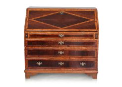 A SWEDISH ROSEWOOD AND FRUITWOOD PARQUETRY BUREAU DESK