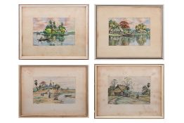 MAUNG LAR BAN (BURMESE 1910) - FOUR LANDSCAPE STUDIES