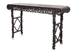 A CHINESE CARVED HARDWOOD CONSOLE TABLE