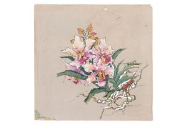 ATTRIBUTED TO TANG JUEY LEE (MALAYSIAN, 1953-2018) - ORCHIDS AND GRASSHOPPER