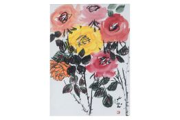 EARL LU (SINGAPOREAN, 1925-2005) - PINK, RED AND ORANGE ROSES