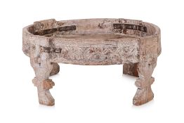 AN INDIAN HARDWOOD CHAKKI TABLE