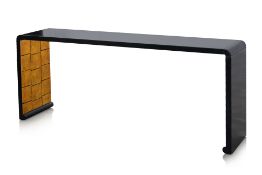 A BOLIER 'KATA RIBBON' BLACK LACQUER AND GILT CONSOLE TABLE