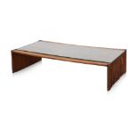A BRUTALIST HARDWOOD COFFEE TABLE BY PERCIVAL LAFER (B. 1936)