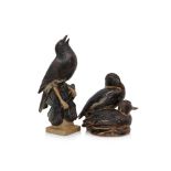 A ROYAL COPENHAGEN MODEL OF DUCKS AND A BING & GRONDAHL MODEL OF A THRUSH